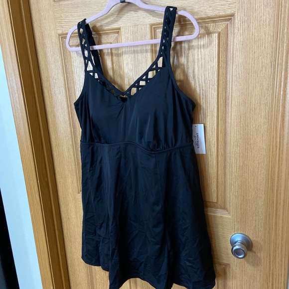 Swimsuits For All Black One Piece Swim Dress - Picture 4 of 5
